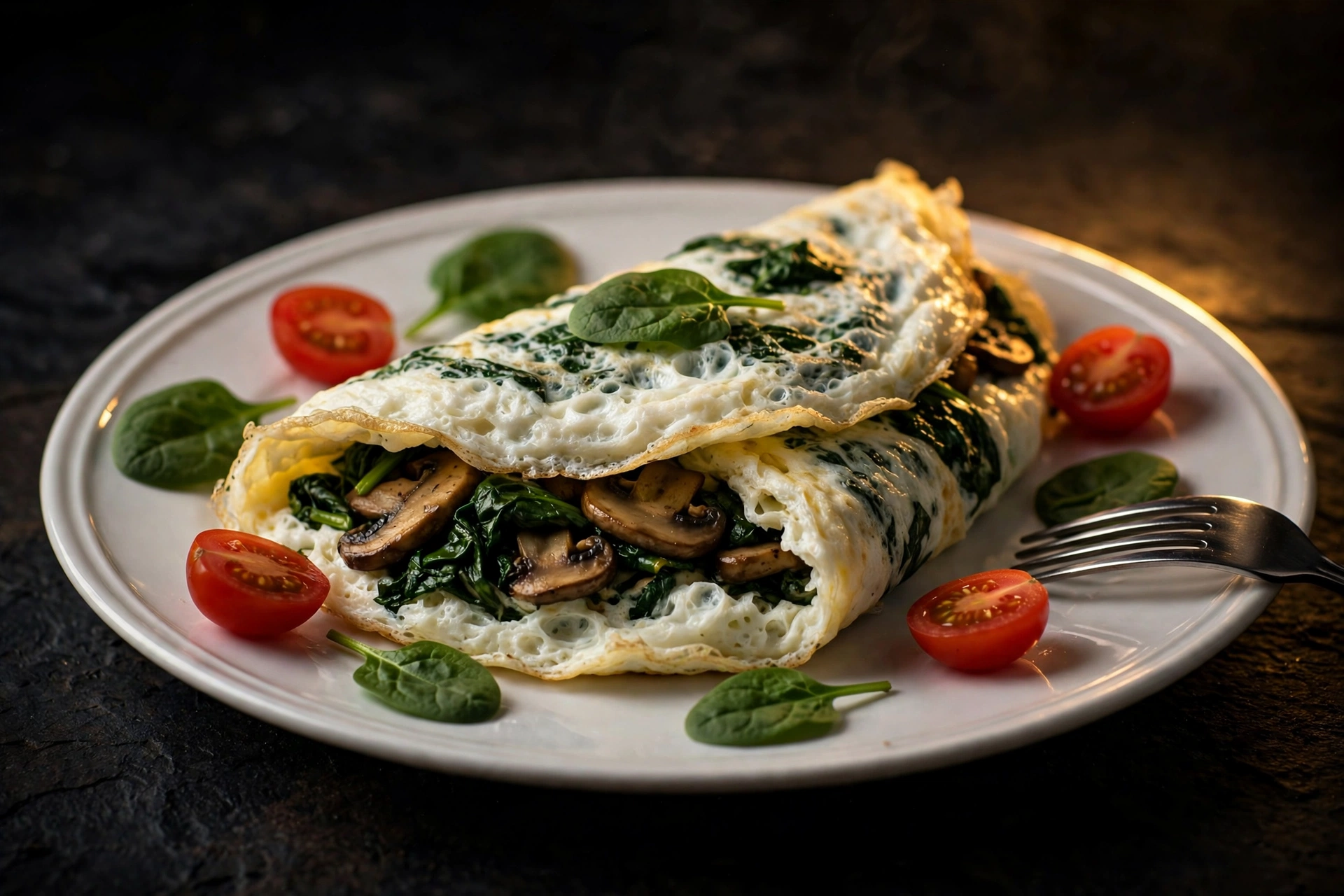 Step 3 — Spinach & Mushroom Egg White Omelette