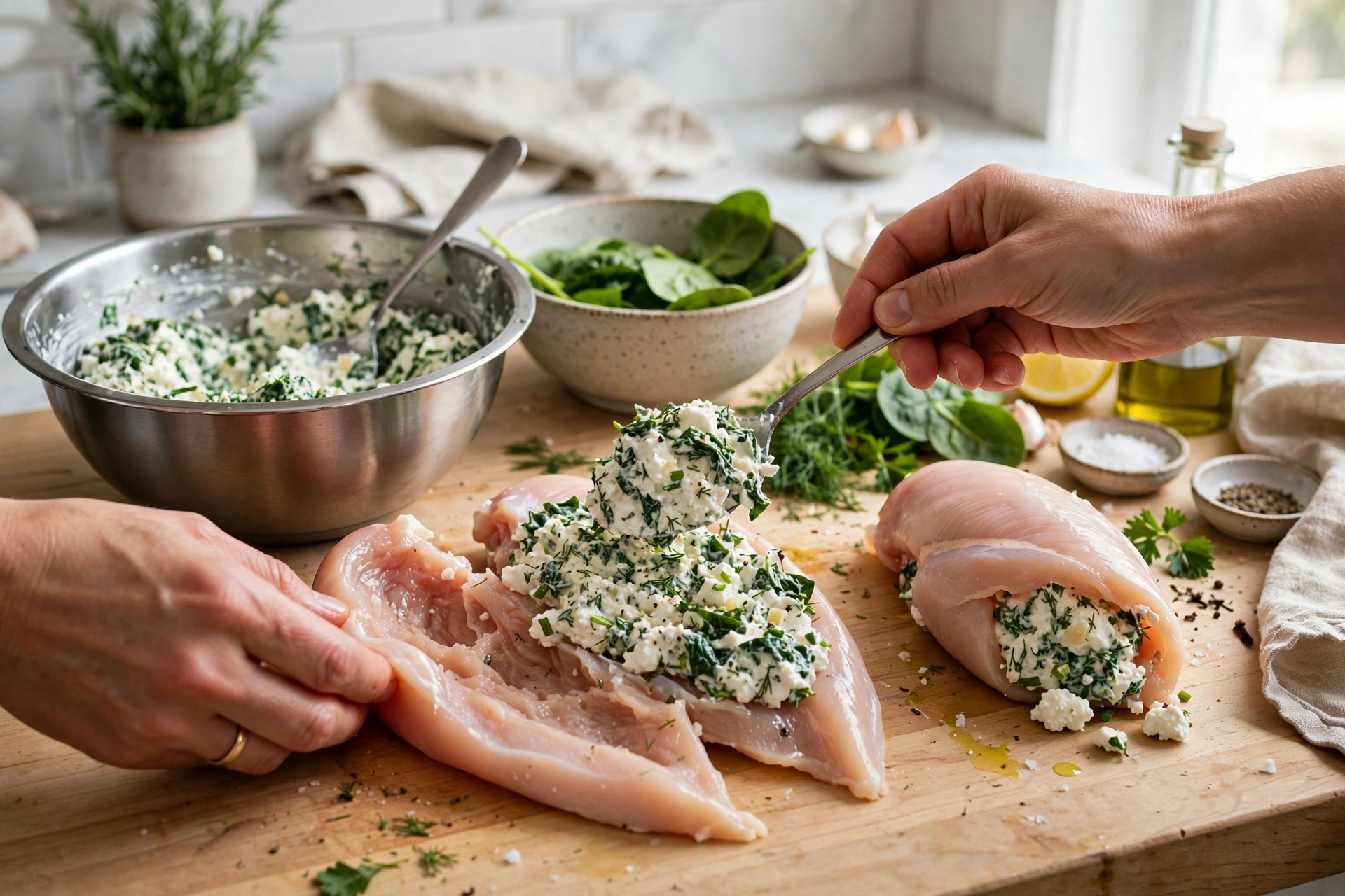 Step 2 — High-Protein Cottage Cheese Stuffed Chicken Breast