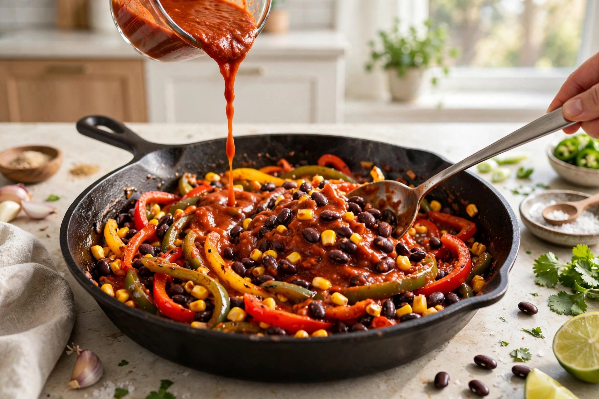 Step 2 — Spicy Black Bean & Corn Enchilada Skillet