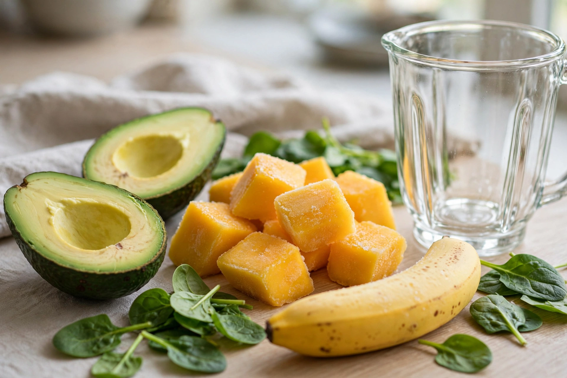 Step 1 — Creamy Avocado Mango Green Smoothie