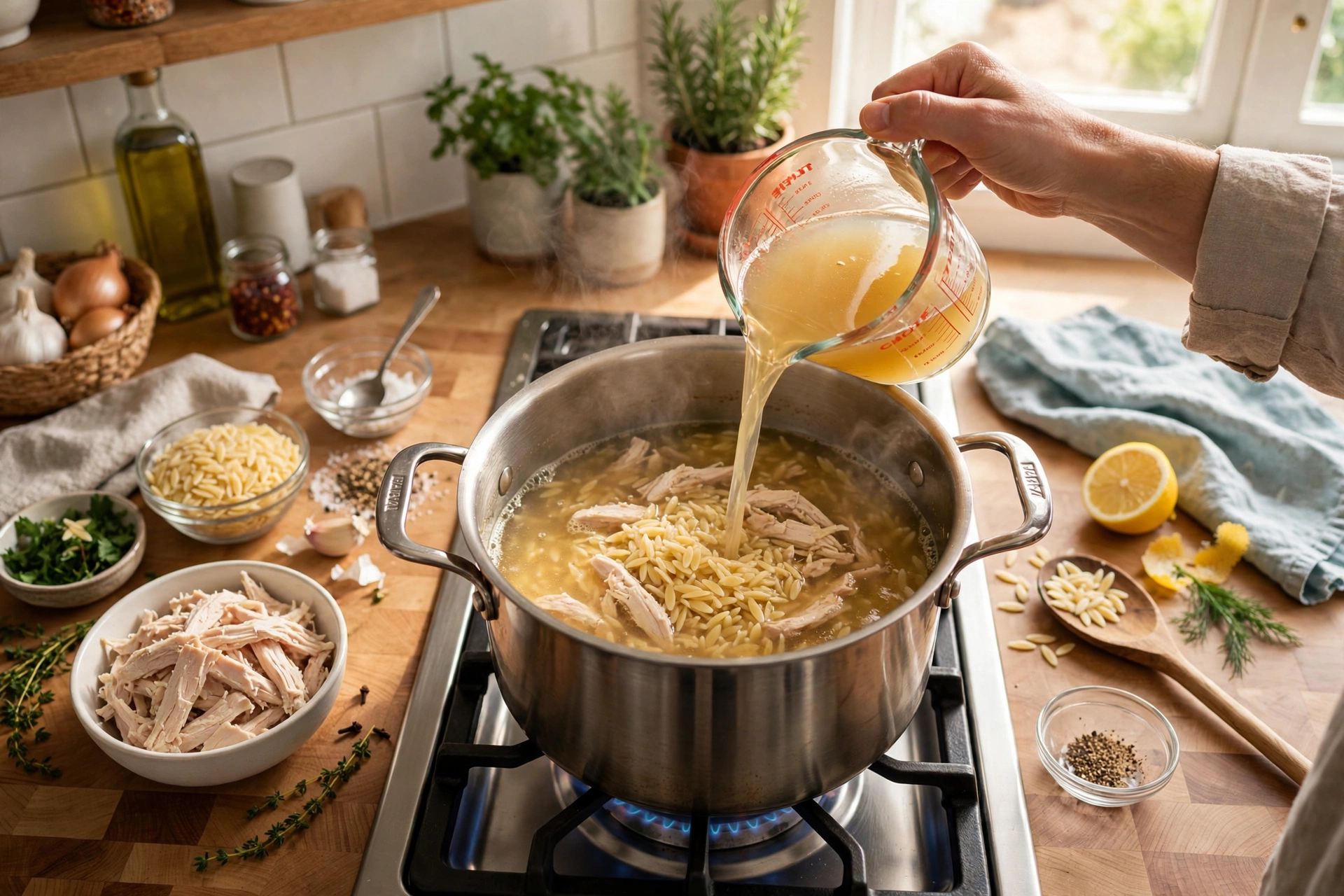Step 2 — Greek Lemon Chicken Soup (Light Avgolemono)