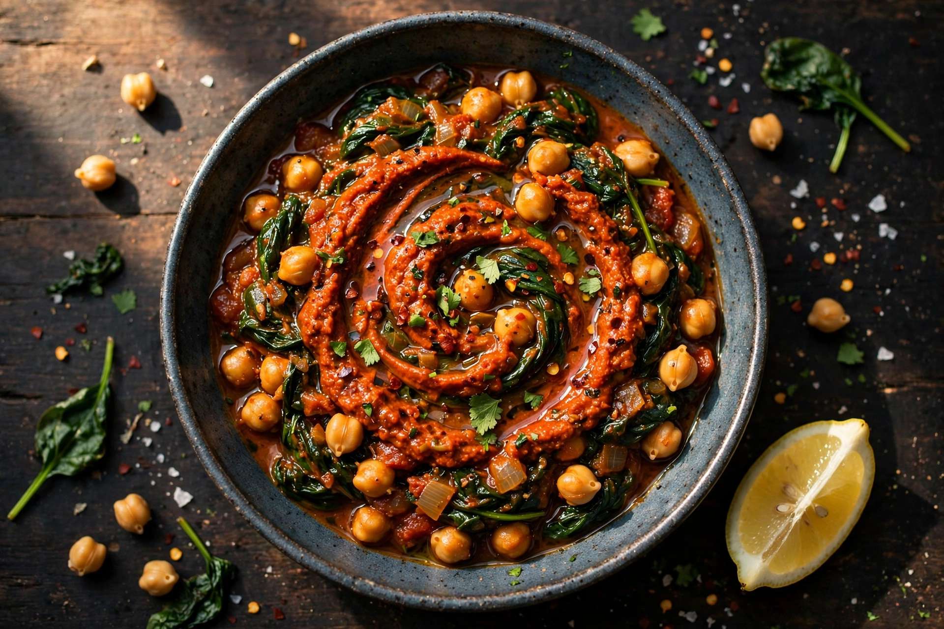 Step 3 — Spicy Harissa Chickpea & Spinach Stew