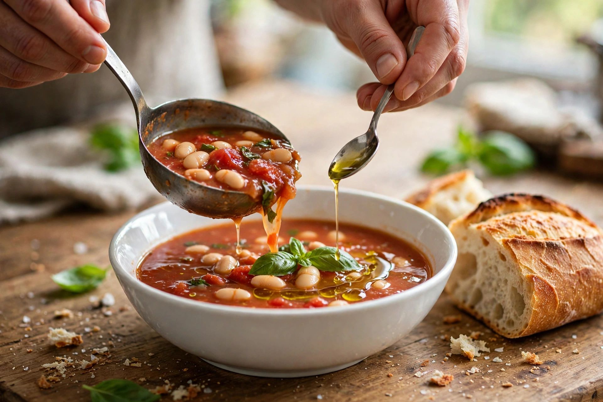 Step 3 — Light Tomato Basil Soup with White Beans