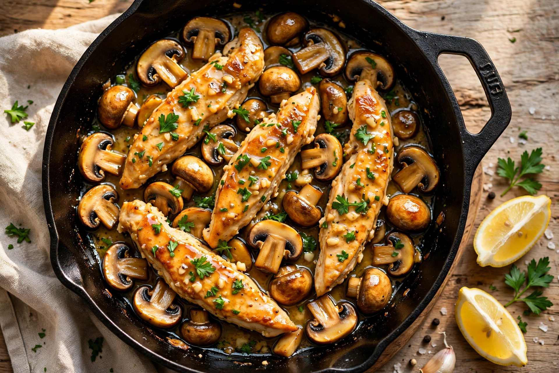 Step 3 — Garlic Butter Chicken & Mushroom Skillet