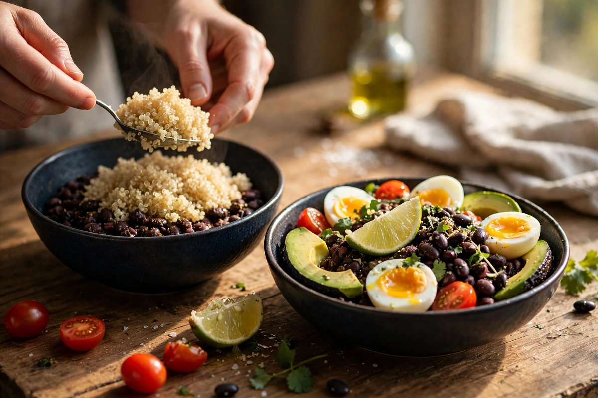 Step 3 — High-Protein Quinoa Black Bean Breakfast Bowl