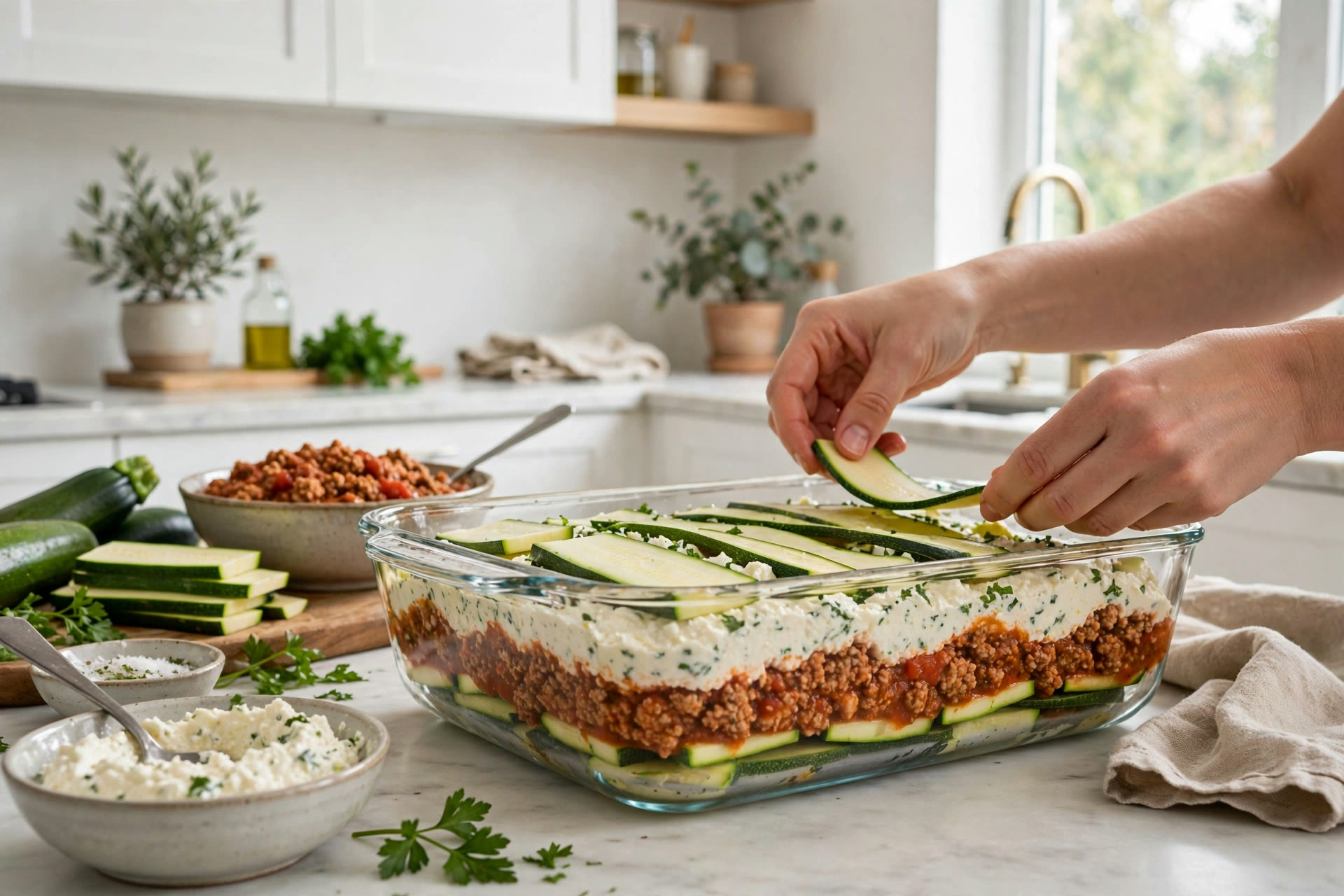 Step 3 — Light Zucchini Lasagna with Turkey Bolognese