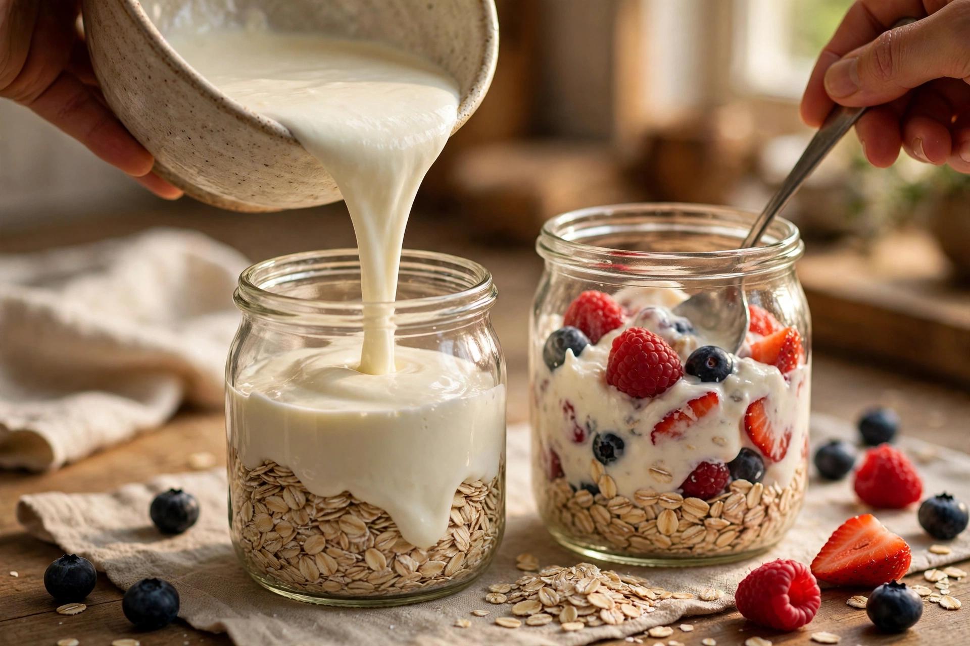 Step 2 — High-Protein Berry Chia Overnight Oats