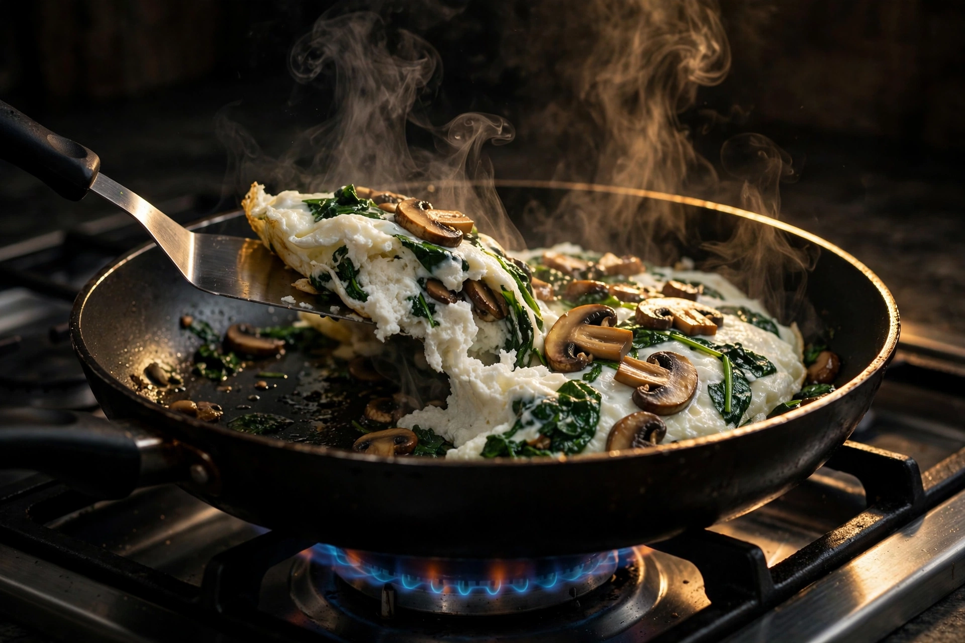 Step 2 — Spinach & Mushroom Egg White Omelette