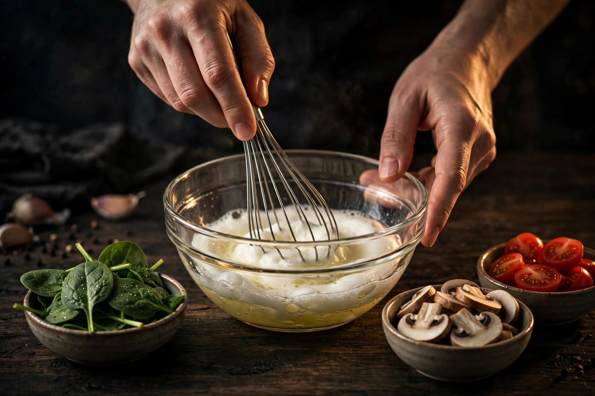 Step 1 — Spinach & Mushroom Egg White Omelette