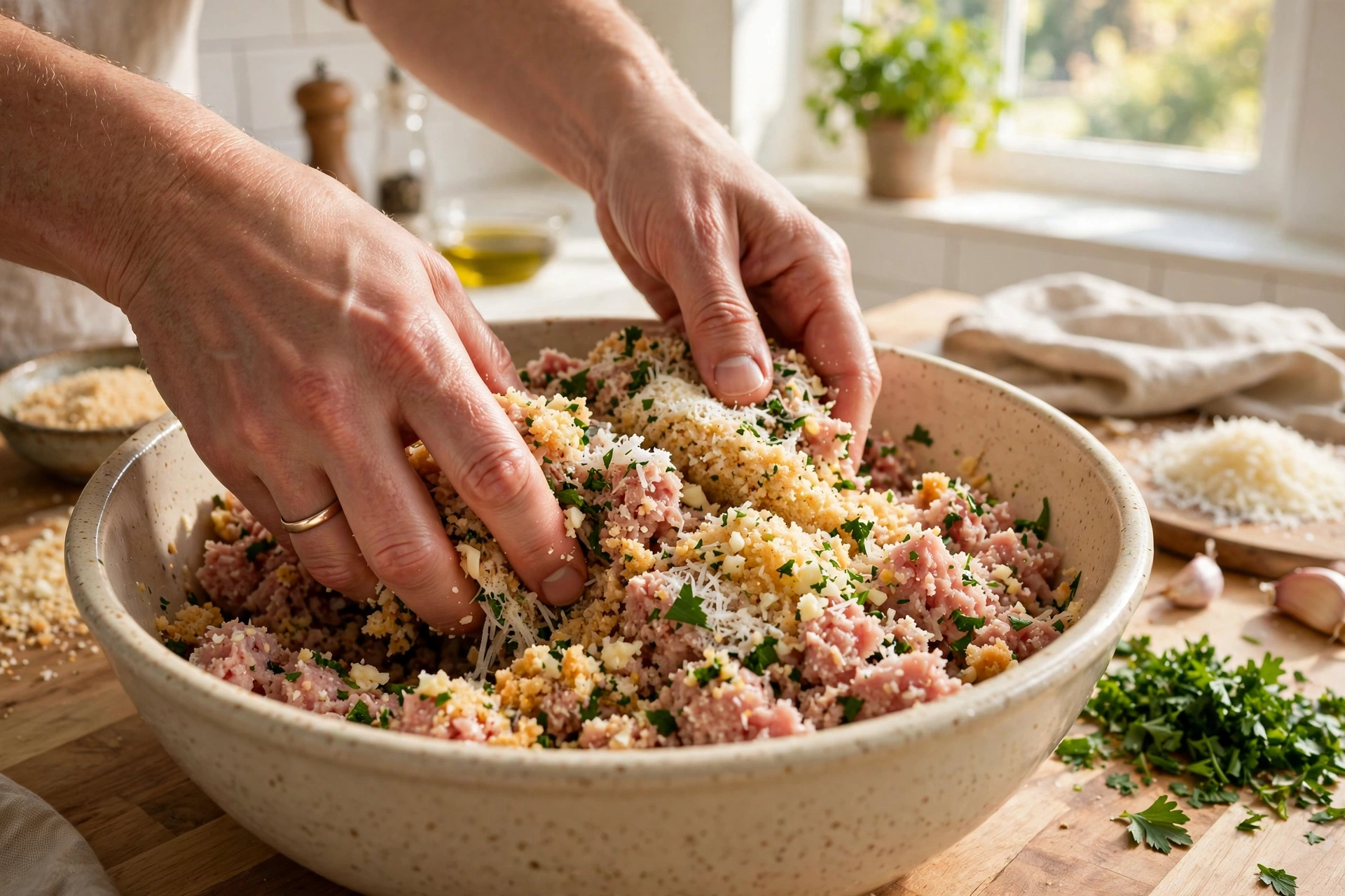 Step 1 — Garlic Parmesan Turkey Meatballs