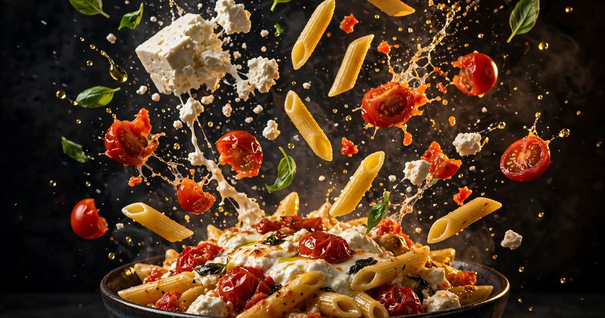 Lichte gebakken feta-tomatenpasta