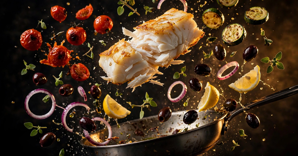 Baked Cod with Mediterranean Vegetables