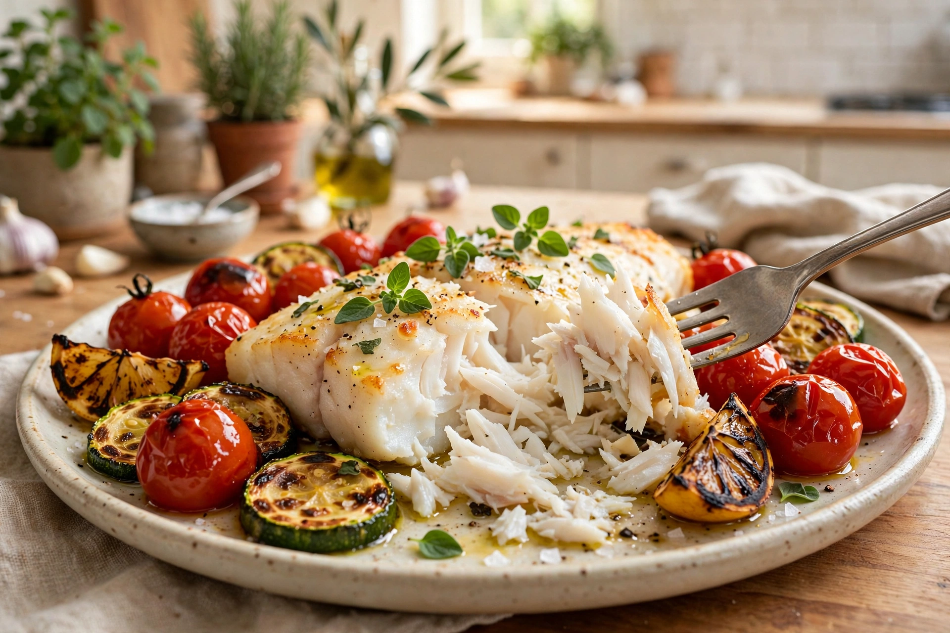 Step 3 — Baked Cod with Mediterranean Vegetables