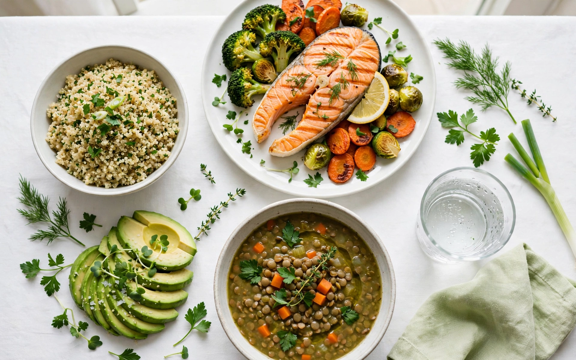Sample 16:8 intermittent fasting day with balanced meals and water intake