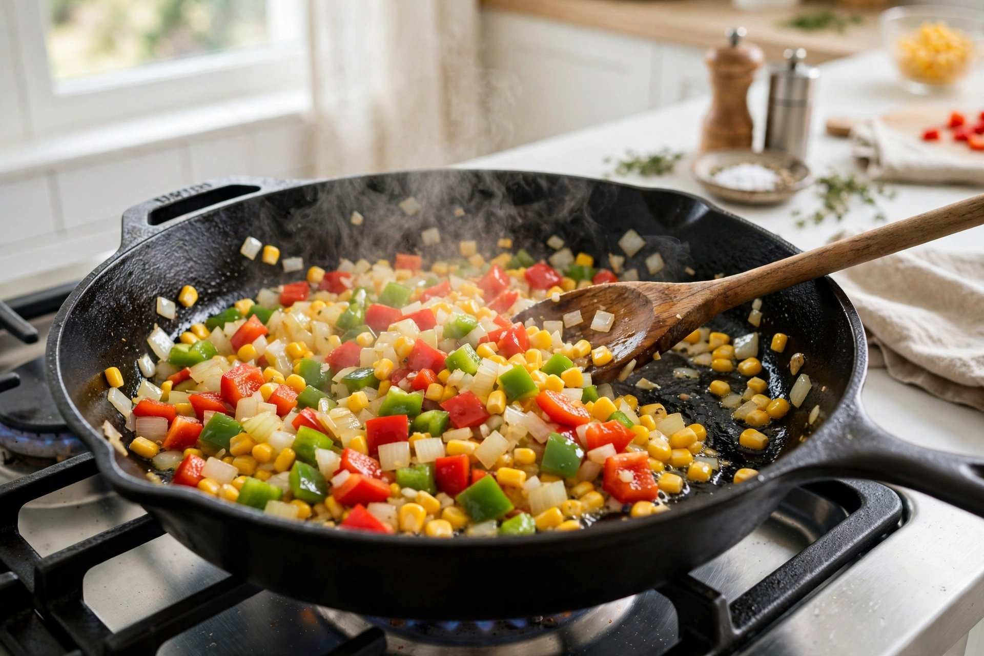 Step 1 — Spicy Black Bean & Corn Enchilada Skillet