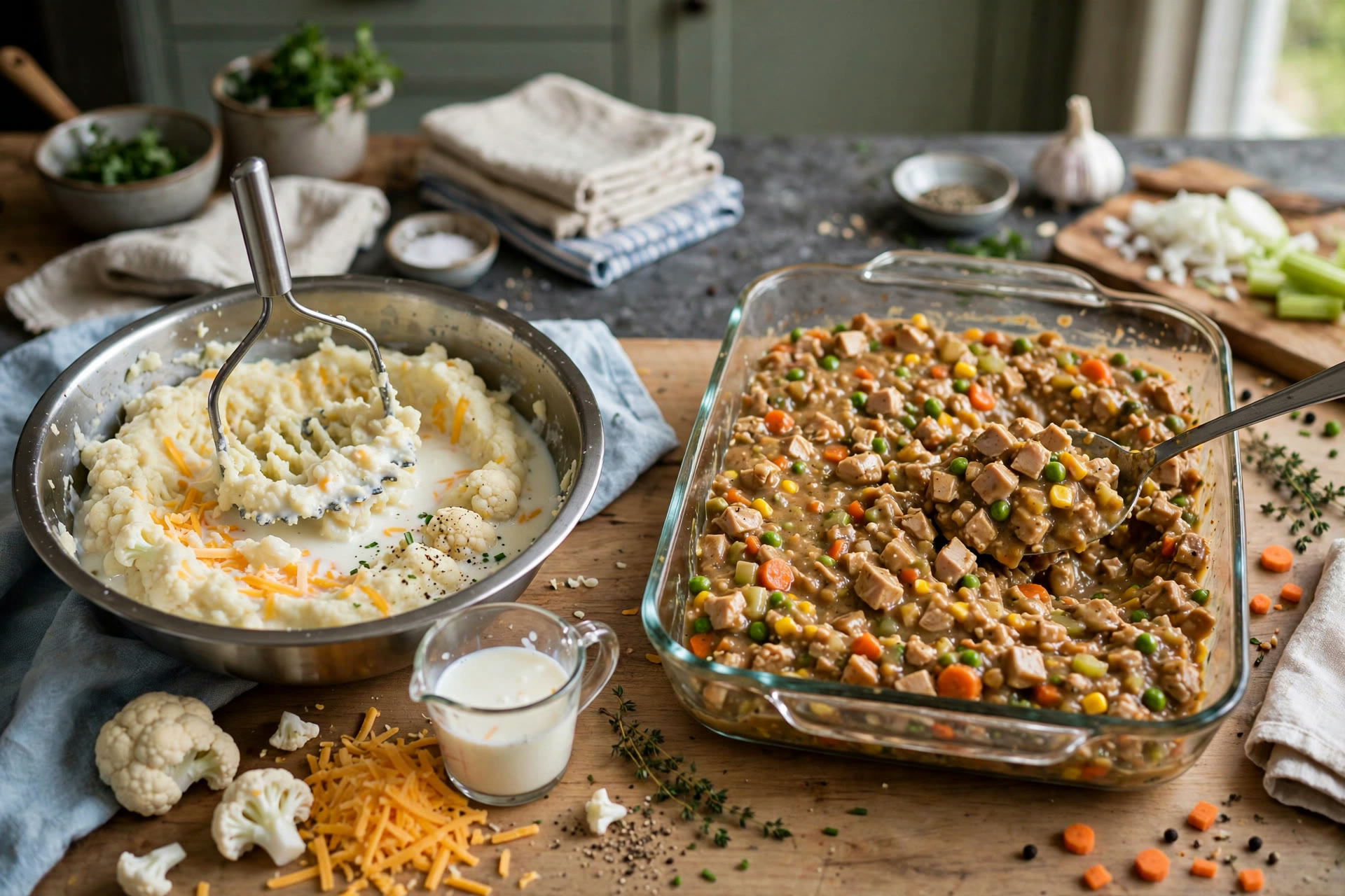 Step 2 — Light Turkey Shepherd's Pie with Cauliflower Mash