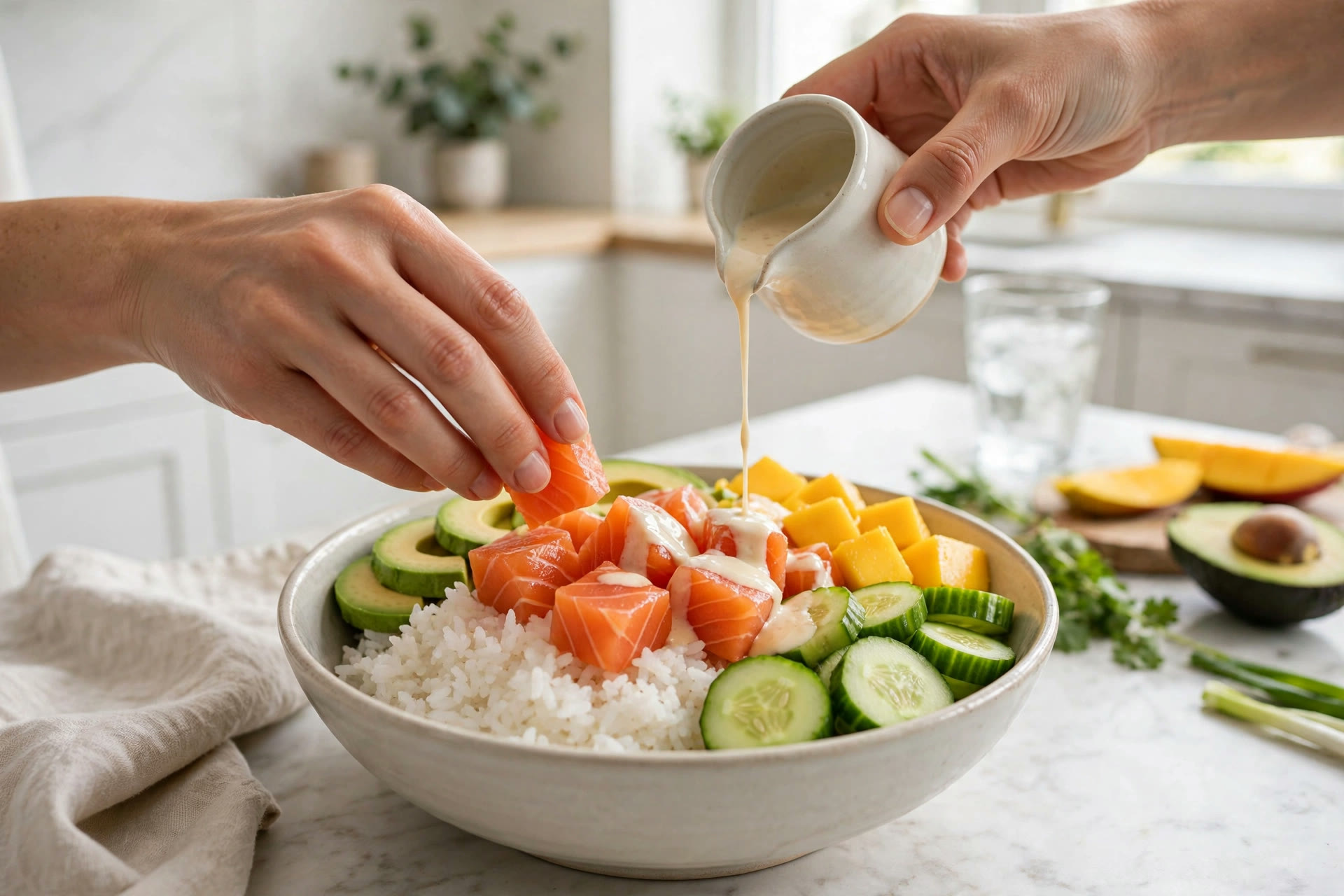 Step 3 — Light Salmon Avocado Poke Bowl