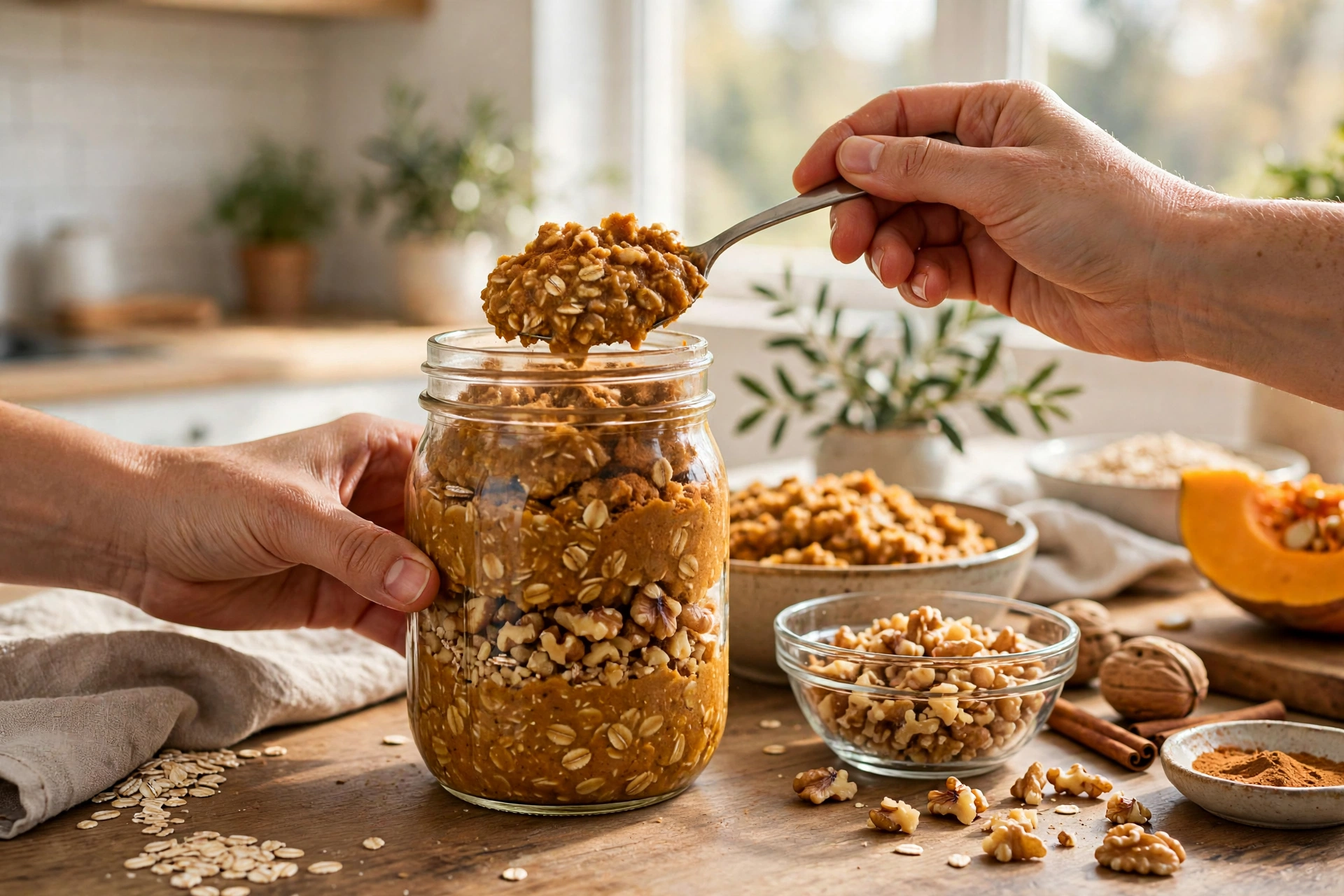 Step 2 — High-Protein Pumpkin Overnight Oats
