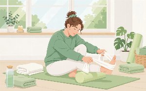 Person stretching with a foam roller after a workout