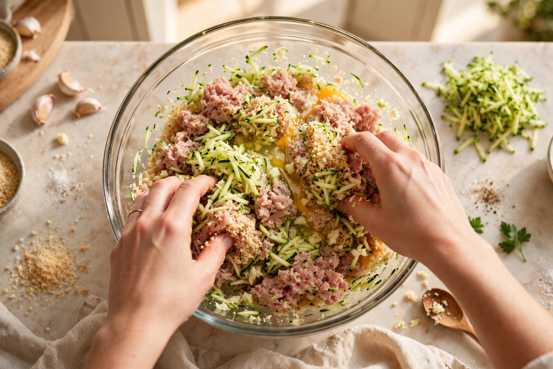 Step 1 — High-Protein Turkey Zucchini Meatballs