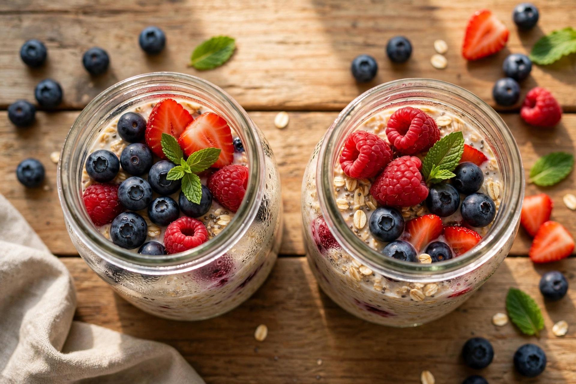 Step 3 — High-Protein Berry Chia Overnight Oats