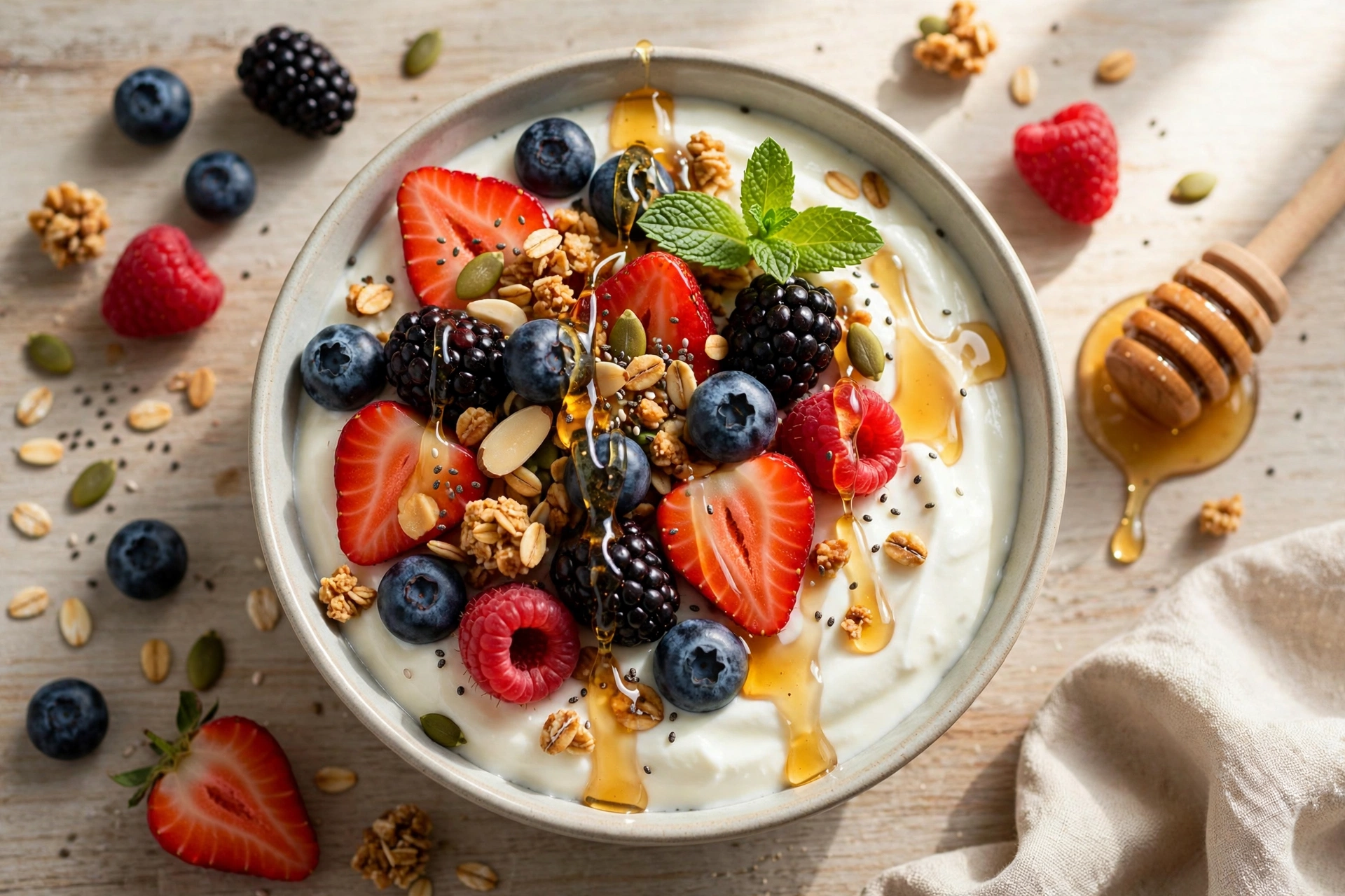 Greek Yogurt Protein Bowl with Berries & Almonds