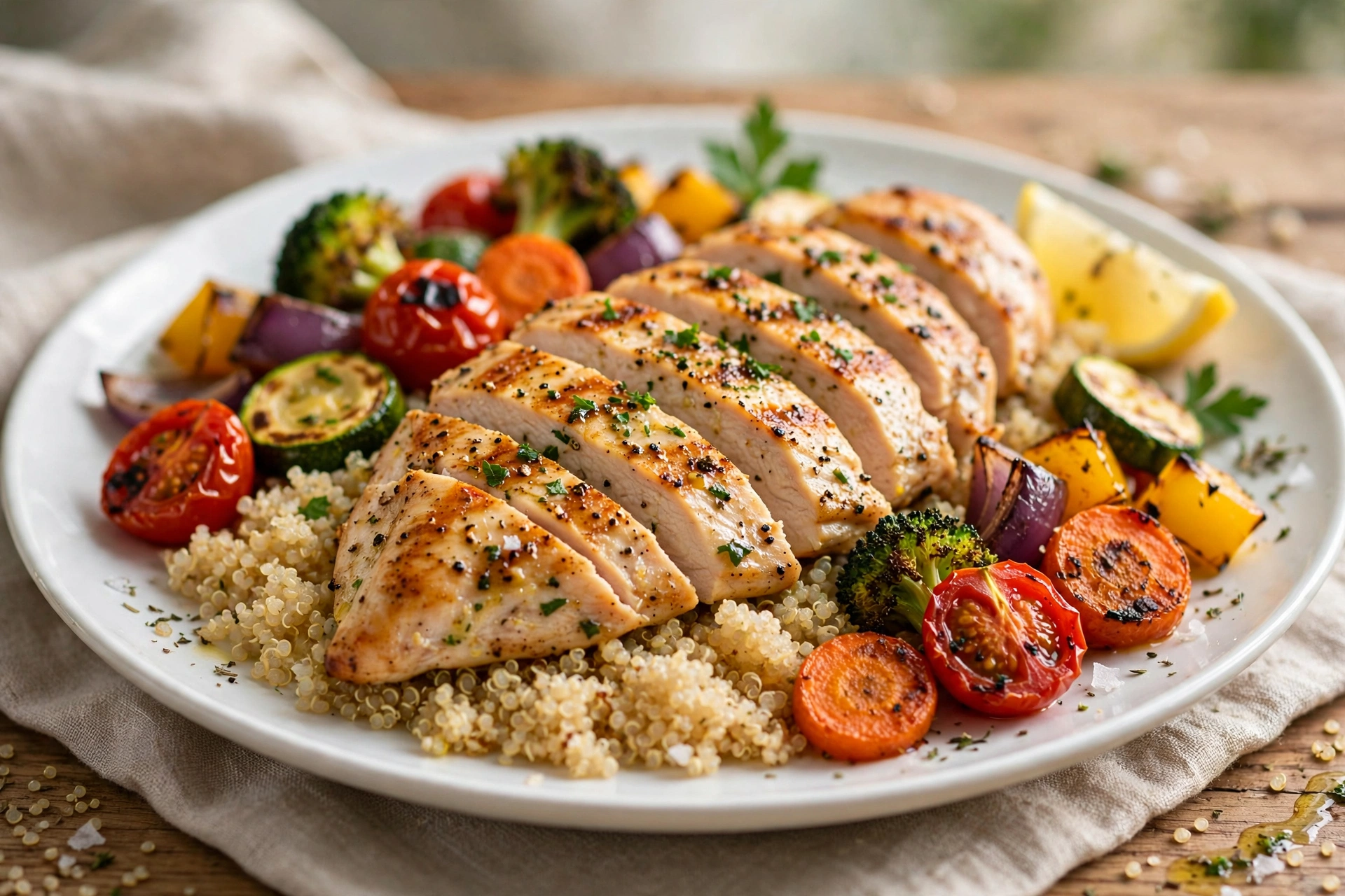Grilled Chicken Breast with Quinoa & Vegetables